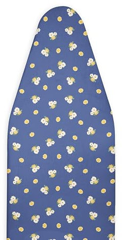 Wool Reversible Fitted Ironing Board Cover - in 1 - One Side Wool One Side Cotton (Fits 54 x 18 Standard Ironing Boards) (Sunshine Blooms - Navy Blue)