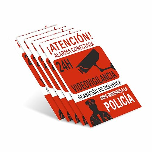 Alarmanlage mit Alarmschild, Videoüberwachung, Polizeisignal, Abschreckungsschilder, für Innen und Außen, 10 x 15 cm, Alarmanlage, Videoüberwachung, robust und langlebig. (5)