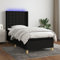 Homgoday Boxspringbett Polsterbett Bettgestell mit Kopfteil LED und Matratze Bett Doppelbett Bettrahmen Einzelbett Rahmenbettgestell Schlafzimmerbett Gästebett Schwarz 90x190 cm Stoff