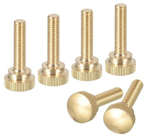 QUARKZMAN M5x20mm Viti a Testa Zigrinata, 6pz Viti a Testa Zigrinata Ottone Bulloni Pomelli Impugnatura a Spalla Elementi Fissaggio, Tono Ottone