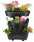 GarPet Erdbeertopf Pflanzturm Blumentopf Hoch Pflanzsäule Kräutertopf Balkon Pflanzkübel Anthrazit Kräuterturm Pflanztopf Outdoor Säulentopf Set 3 Ebenen Roller