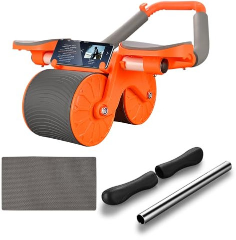 Chihope Automatische Rebound-Bauchroller, 2 in 1 ab Roller Bauchtrainer, Bauchmuskeltrainer Rollenrad für Core Trainer für Fitness zu Hause, Neues Rumpfkraft-Trainingsrad bauchrad mit Zeit und Matte