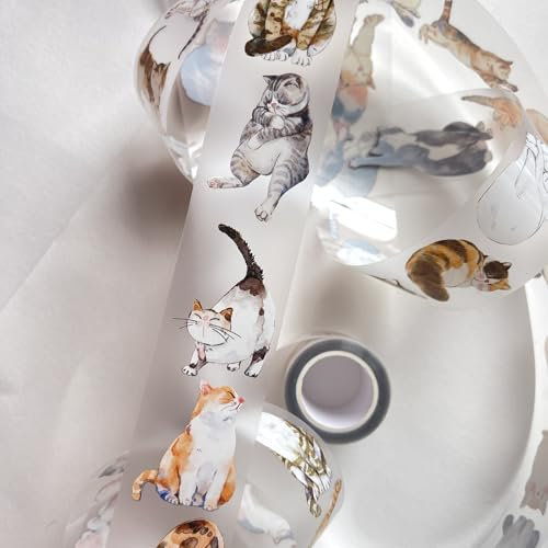 Seepferdchen Wald Vol3 - A20 Meow, originelles Design, niedliche Katze, Vintage, matt, PET-Washi-Tape-Aufkleber, Scrapbook-Zubehör, Junk-Tagebuch-Aufkleber, Bullet Journal Supplies