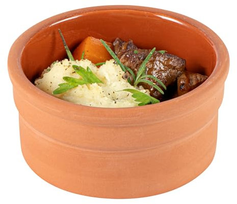 Restaurantware -Terra Tek Cazuelas de terracota de 5.1 onzas, 10 ollas de arcilla esmaltada marrón para cocinar, listas para horno, microondas, ollas de terracota para servir, lavavajillas, para