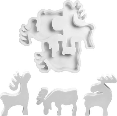 Silikonform Weihnachten Elch, Gießformen für Kerzenhalter und Haus, 3D DIY Beton Gießform (A)