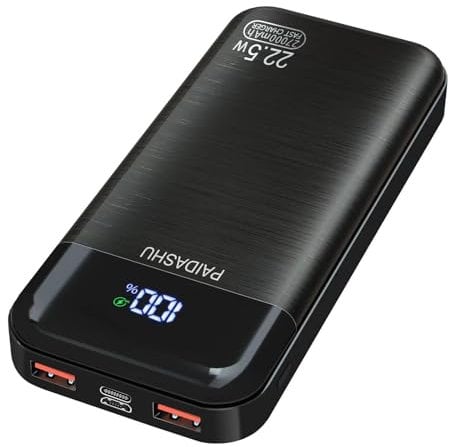 Power Bank 27.000mAh 22,5W Externer Handyakku PD20W Schnell Aufladende Powerbank USB C mit LED Display 3 Ausgängen & 2 Eingängen Tragbares Ladegerät (P38S-01)
