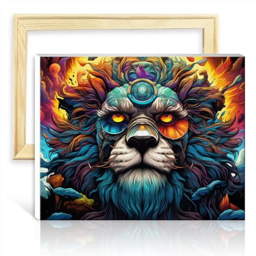 LiHEQING Ölgemälde-Set auf Leinwand, Löwe, Ölgemälde, DIY, digitales Kunstwerk, Kunsthandwerksprojekt für Zuhause, Wanddekoration, Geschenke, ohne Rahmen (30 x 40 cm)