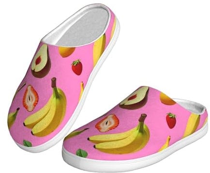 Mexpekil Pantofole a tema frutta, per donne e ragazze, pantofole invernali calde per interni, camera da letto, soggiorno, pantofole antiscivolo per la casa, taglia 41, Multicolore, 42/43 EU X-larga