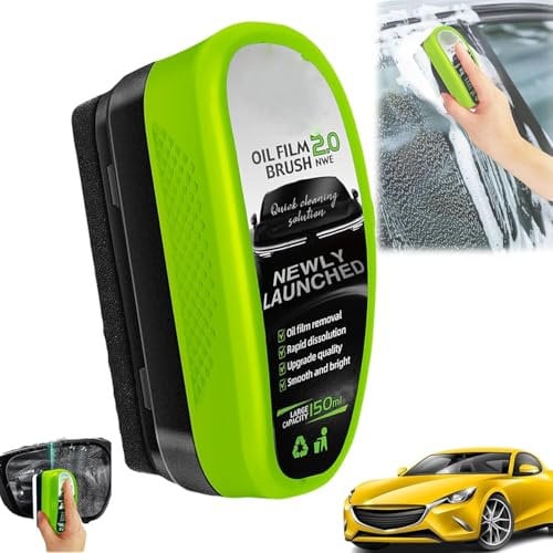 Green Oil Film Wipe, New 2.0 Green Oil Film Wipe, Powerful Oil Film Removal & Crystal Coating, Automotive Oil Film Cleaning Brush, Glass Cleaning Wipe Board, Car Glass Oil Film Cleaner