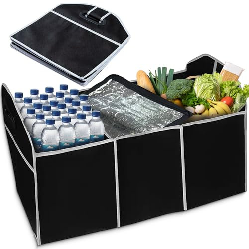 My DIY Car Boot Organiser with Cooler Compartment Collapsible Cars Storage Organiser with Reinforced Base, Multi-Pocket Cars Boot Tidy & Carry Handle Ideal Storage Solution for Vehicles
