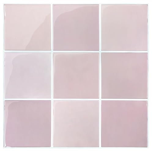 Commomy Più Spessi Paraschizzi Cucina Adesivo, Rosa Piastrelle Mattonelle Adesive Cucina Bagno Vinile 3D Metro, Adesivi per Piastrelle Cucina Impermeabili(10 pezzi, 30,5 x 30,5 cm)