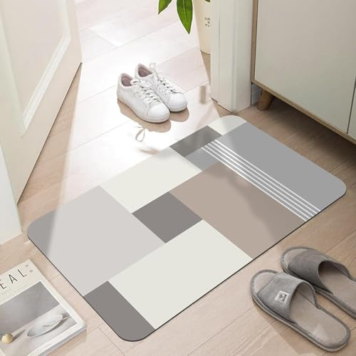 LYGLIGH Ultra-Thin Front Door Mat for Entryway, 0.3 cm Thin Floor Mats for Indoor Entrance, Non-Slip Rubber Backing, Washable, Fade-Resistant, Absorbent, Low Profile, 35.4 x 24 inch, Checkered
