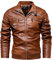 Giubbotto Pelle Uomo, Giubbotto Manica Lunga Finta Pelle Biker Casuale Cotone Moda Giacca a Vento per Le Mezze Stagioni Giacca Moto Uomo Pelle Giacca Lunga Chiodo Pelle Uomo