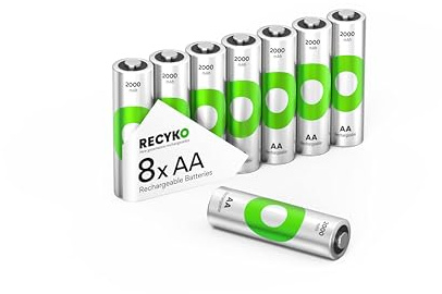 RECYKO Rechargeable AA Batteries 2000mAh – Pre-Charged – Re-use 1000+ Times – Retains Power After 6 Years –Rechargeable Battery AA – Pack of 8