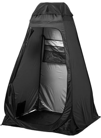 Warmiehomy Pop Up Toilet Tent, Portable Shower Privacy Tent, Outdoor Changing Rooms Tents for Camping Beach Fishing Hiking Sun Shelter, UV Protection, with Carrying Bag, Black