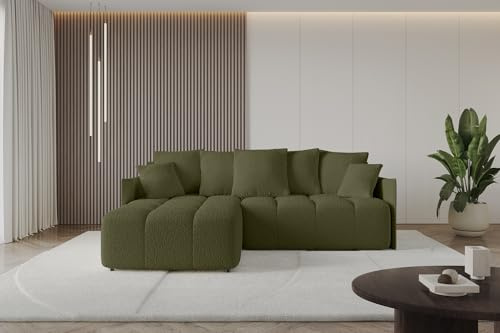 ALTDECOR Ecksofa mit Schlaffunktion und Bettkasten Corner Sofa Bett Eckcouch Couch L-Form Schlafcouch Ausziehbar Wohnlandschaft Schlafsofa Cauchsofa LONLI-L 251x189x68 Grün
