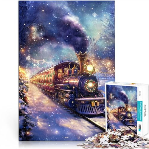 Stressabbau Schwierige Herausforderung Weihnachtszug im Winter Puzzle 1000 Teile für Erwachsene 26x38cm Heimdekoration