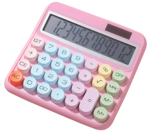 Ranley Großer Taschenrechner, 12 Ziffern mit großen Tasten | Addiermaschine mit 13 cm großem LCD-Display, bunt, neigbar um 15 Grad, für Zuhause, Schule, Arbeit, Handel, Studenten