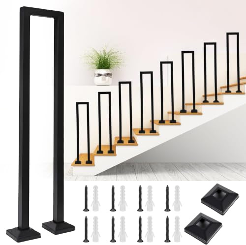 BQSWYD U-förmige Treppe, moderner Treppenhandlauf für Innenräume, Villen und Flure – Rutschfester, dekorativer Handlauf (Schwarz-A, 90cm)
