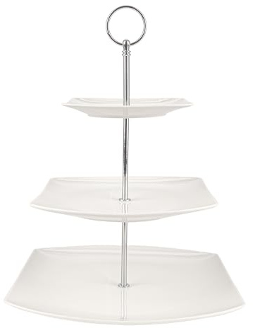 Festa Italia Etagere Porzellan - 3 Stöckig - Weiß Etageren - Kuchenständer Cupcake-Halter - Obstetageren - Obst Kekse Süßigkeiten Servierplatte - Gebäck gestuftes Serviertablett für Weihnachten