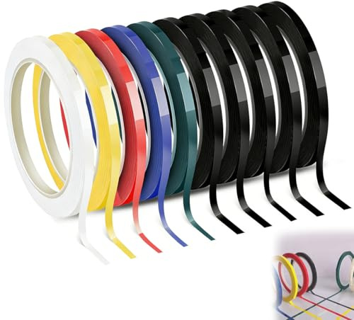 10 Rollen Farbiges Whiteboard Adhesive Tape 3 mm X 6 m Whiteboard Klebeband | Selbstklebend Fineline Band Geeignet für Charting, Notizorganisation, Bastelprojekte, Lehrdemonstrationen, Farbcodierung