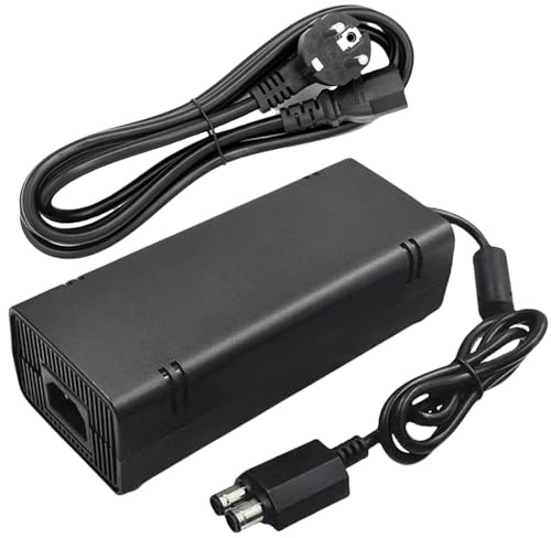 Behogan Câble d'alimentation pour Xbox 360 Slim : bloc d'alimentation 135 W avec câble d'alimentation pour Microsoft Xbox 360 Slim, bloc d'alimentation, chargeur secteur, adaptateur secteur AC, témoin