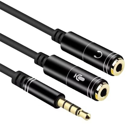 EasyULT Câble Adaptateur Audio Jack, Audio Câble Splitter, Câble Audio Jack 3.5mm Mâle à Double 3.5mm Femelle Microphone Y Splitter Câble Compatible avec PC, Haut-Parleur etc (Noir)