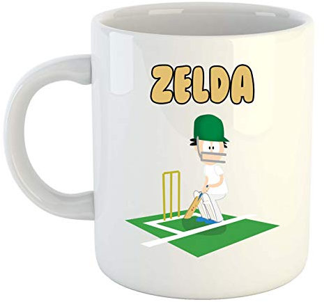 grabmybits Zelda - Cricket Personalised Mug - Gift for - Ashes, World Cup, Hobby