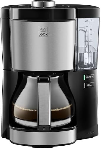 Melitta Look Perfection – Kaffeemaschine mit abnehmbarem Wassertank, Filterkaffeemaschine mit Glaskanne und Tropfstopp, für bis zu 10 Tassen Kaffee, schwarz