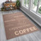 TAPISO Floorlux Teppich Küchenteppich Kurzflor Sisal Optik Flachgewebe Braun Beige Schrift Coffee Buchstaben Modern Design Wohnzimmer Küche Flur 200 x 290 cm
