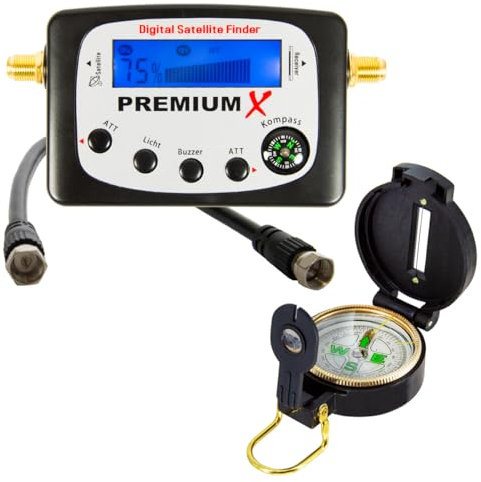 Premium X Sat-TV-Signalfinder Satellitenfinder Kompass Sat-Finder Satellitenerkennung Messgerät für Satelliten Anlage