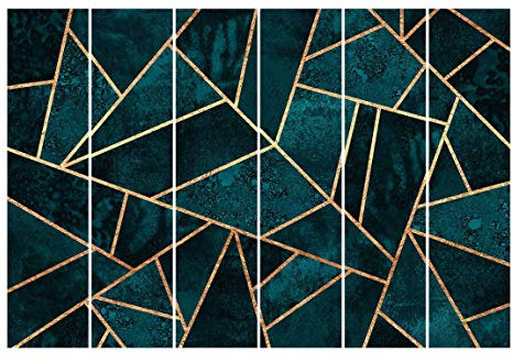 Bilderwelten Schiebegardinen Set Elisabeth Fredriksson Dunkles Türkis mit Gold 6 Flächenvorhänge 250 x 360cm Ohne Aufhängung