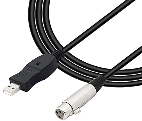 YACSEJAO USB Microphone Cable, 3m USB to XLR Female 3 Pin Cable, Compatible with Microphone, Guitar, Other Instruments with Male XLR Output