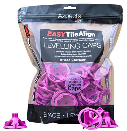Azpects EASYTileAlign Pack of 50x Leveling Caps for Tile Leveling System. Great for Professional and Home Use, Reusable Aligning Flooring Spacers Tool for Patio Slabs and Tiles