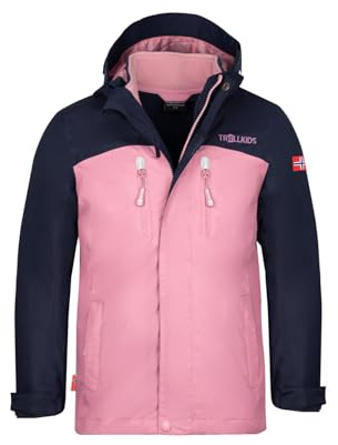 Trollkids Girls Bryggen 3in1 Jacket 152, Navy/Mauve