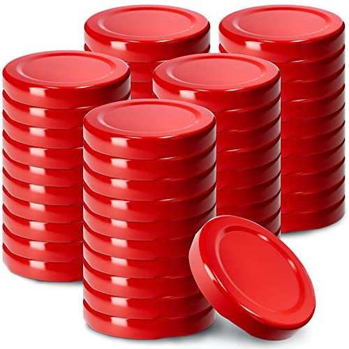 KADAX 50er Set Schraubdeckel TO53 für Gläser 53mm Rot – Twist-Off Ersatzdeckel für 115ml Gläser & Saftflaschen, Luftdicht & Spülmaschinenfest