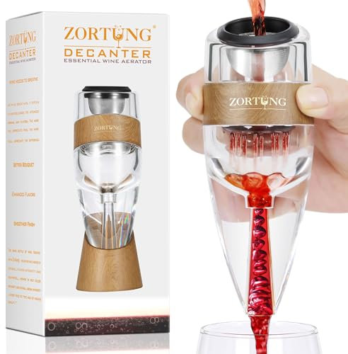 ZORTUNG Weinbelüfter Dekanter Ausgießer mit Sieb für Sedimentständer Reisetasche Diffusor Luftsprudler Filter Aireators Pour Airrater für Rot- und Weißwein Weihnachtsidee Geschenke