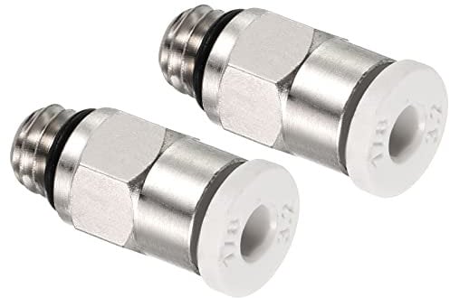 PATIKIL M6 Push to Fit 3mm OD Hose Connect Fittings, 2 Pack Straight Coupling Adapter for Gas Pneumatic Air Flow Transition, White & Silver Tone