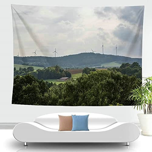 Gualiy Wandbehang Tapisserie, Wandbehang Tagesdecke Natürliche Landschaft 180x230cm Grün Tapisserie für Wohnzimmer Schlafzimmer Wohnkultur