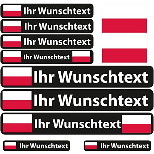 INDIGOS UG Fahrrad Aufkleber Polen - 13 Fahnenaufkleber glatt - Sticker selbst gestalten - Fahrrad - Auto - Motorrad - Namensaufkleber wasserfest personalisiert - Wunschtext