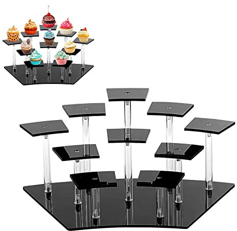 Mumisuto Acryl Riser Display Regal Ständer für Funko Pops Figuren, Tischplatte Organizer für Nagellack, Gewürz, Kosmetik, Kunsthandwerk, Schmuckständer (Schwarz)