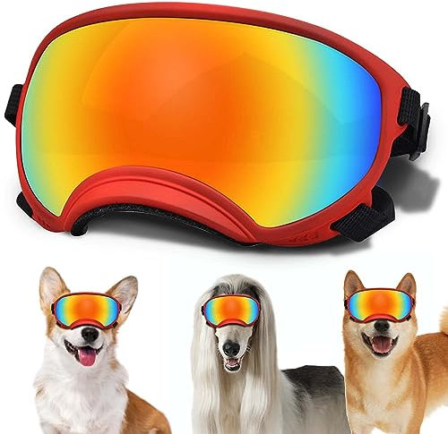 Sonnenbrille für kleine Hunde mit verstellbarem Riemen, UV-Schutz, winddicht, geeignet für kleine Hunde, Haustierbrillen, Augenschutz, weiche Hundebrille