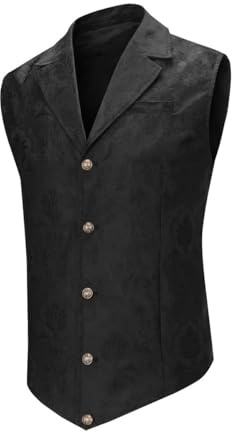Allthemen Herren Weste Gothic Steampunk Anzugweste Paisley Western Vest | Jaquard, Formelle, Westen, Party Hochzeit Abendessen Weihnachten, Gilet, Pailletten, Smoking, Floral, Ärmellos
