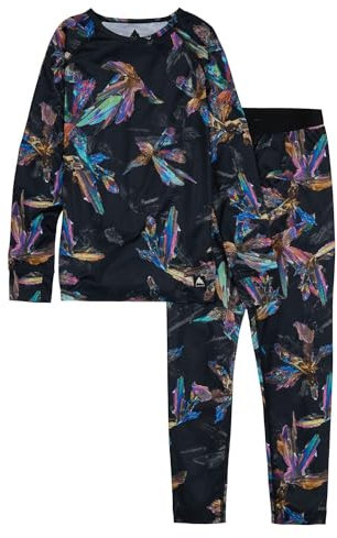 Burton Youth Kids Lightweight Base Layer Set (True Black Crystals, Large)