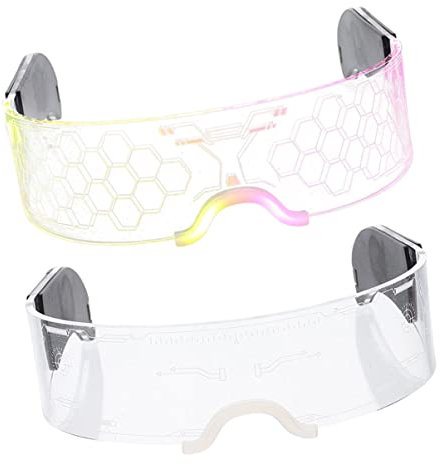 Toyvian 8 Stk Leuchtende Gläser Leuchten Im Dunklen Augenrahmen Rave-chemion-brille Farbwechselnde Brille Shutter-sonnenbrille Led-punk-brille Neon Brille Acryl Neonlichter Abschlussball