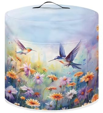 DISNIMO Funda para olla a presión con diseño floral de colibrí con bolsillo, decoración de cocina, cubierta para olla a presión eléctrica, a prueba de polvo, cubierta protectora para olla de arroz y
