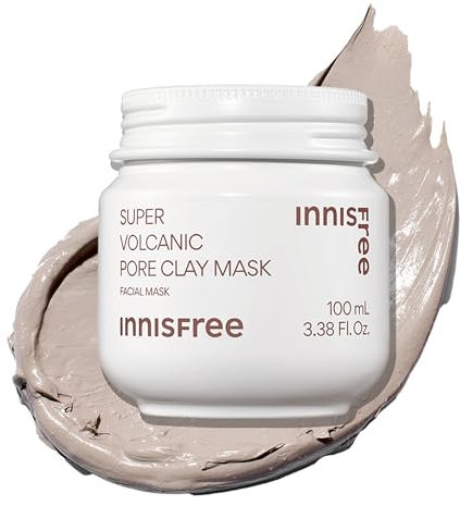 innisfree Super Volcanic Pore Clay Mask, Korean Pore Clearing Clay Mask with Volcanic Clusters and AHA