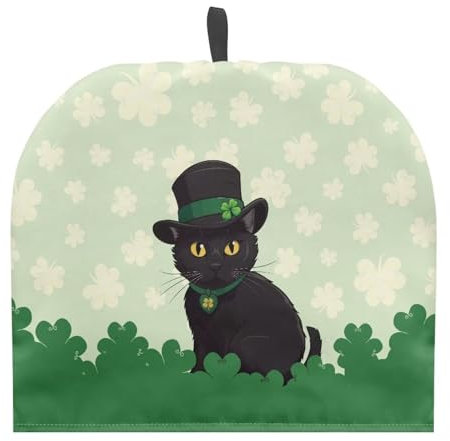 Psesaysky Tetera aislada con diseño de hojas verdes de gato, acogedora, decorativa, con forma de cúpula, grande, cubierta antipolvo para el día de San Patricio, para mantener el calor, cubierta