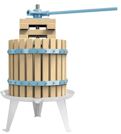 SQUEEZE master Obst-, Apfelweinpresse, 12 l, massiver Holzkorb, Vintage, traditioneller Entsafter, Griff für Saft, Wein, 1 Filterbeutel im Lieferumfang enthalten