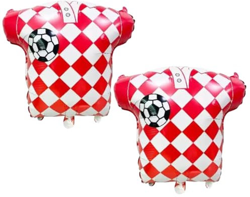 Ballons de Football en Aluminium, Décorations de Fête de Football, Grand Football Ballons Décorations, Décoration Anniversaire Football,Ballon Football Costume Coupe du Monde Football,Rouge+Blanc,2PC